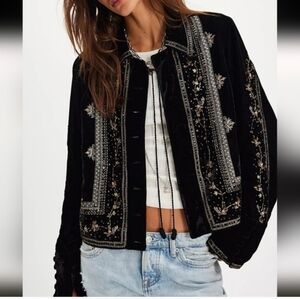 NWT Free People Maxxie Embellished Velvet Jacket Size S $268 Retail! FLAWED